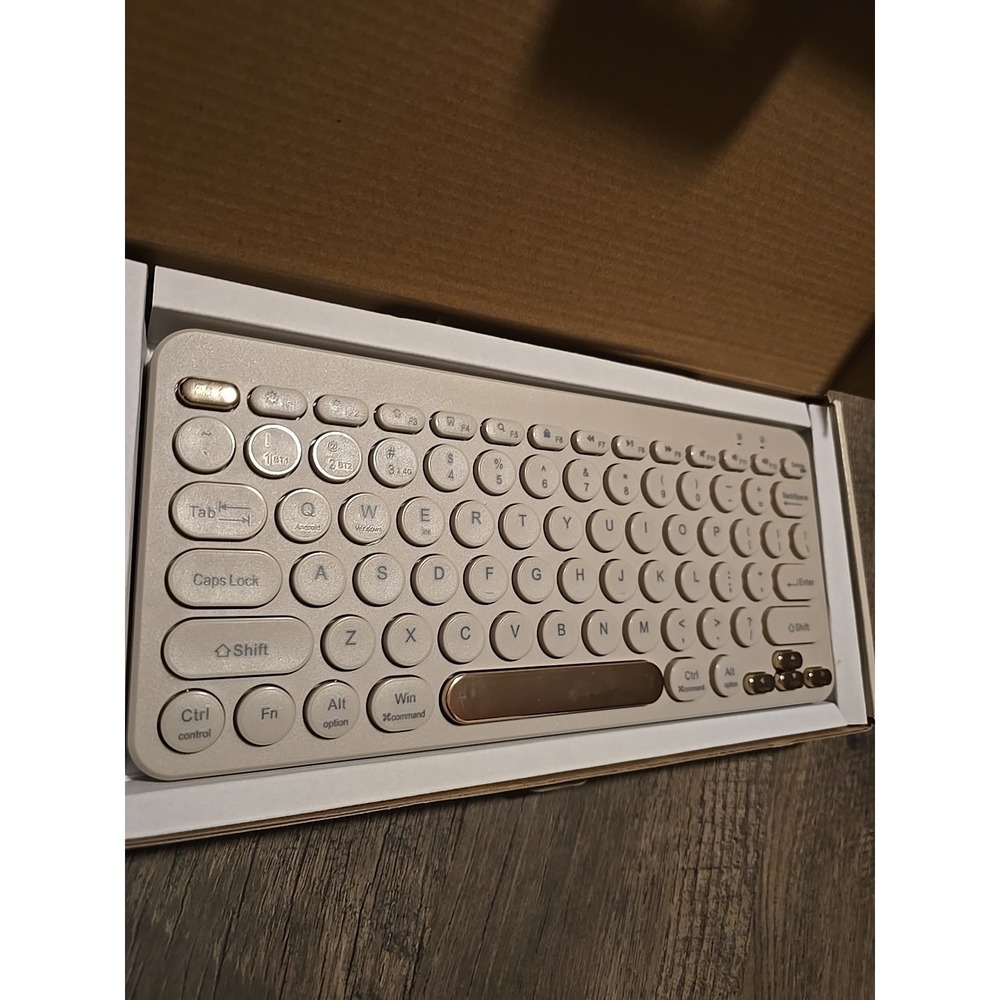 North Compact Round Key Wireless Keyboard - Beige - Picture 3 of 5